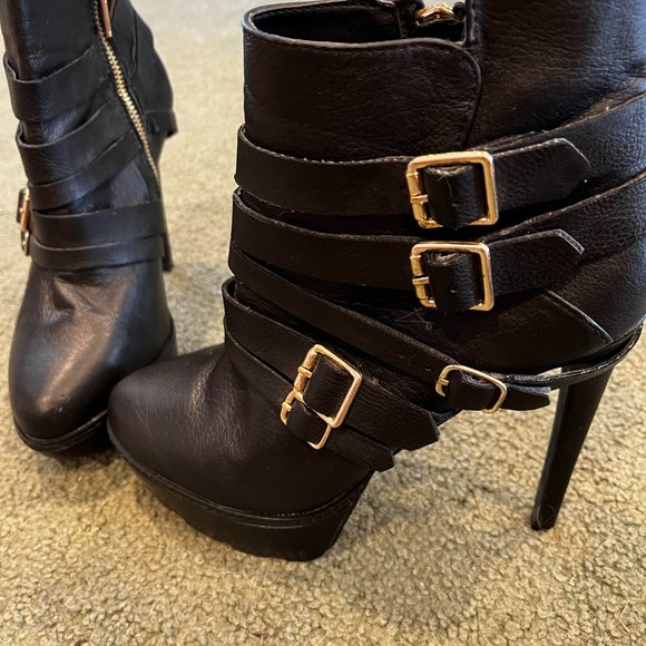 Steve Madden Akademi Black Boots Size 8m - Picture 6 of 8